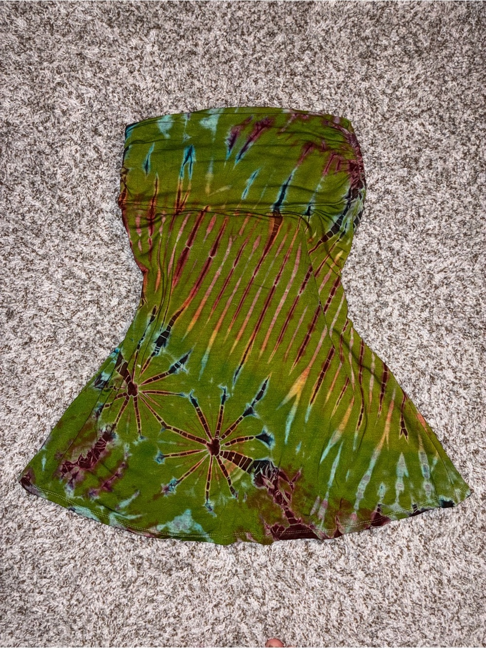 Convertible Strapless Green Tie-Dye Floral Summer Dress/Skirt/Top